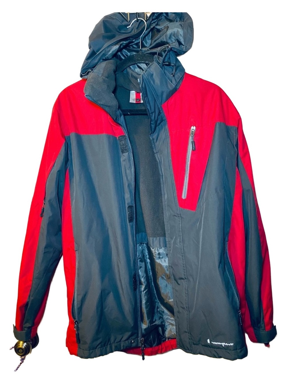 Red Gray Waterproof Winter Ski Snowboard Jacket‎ Hooded Coat